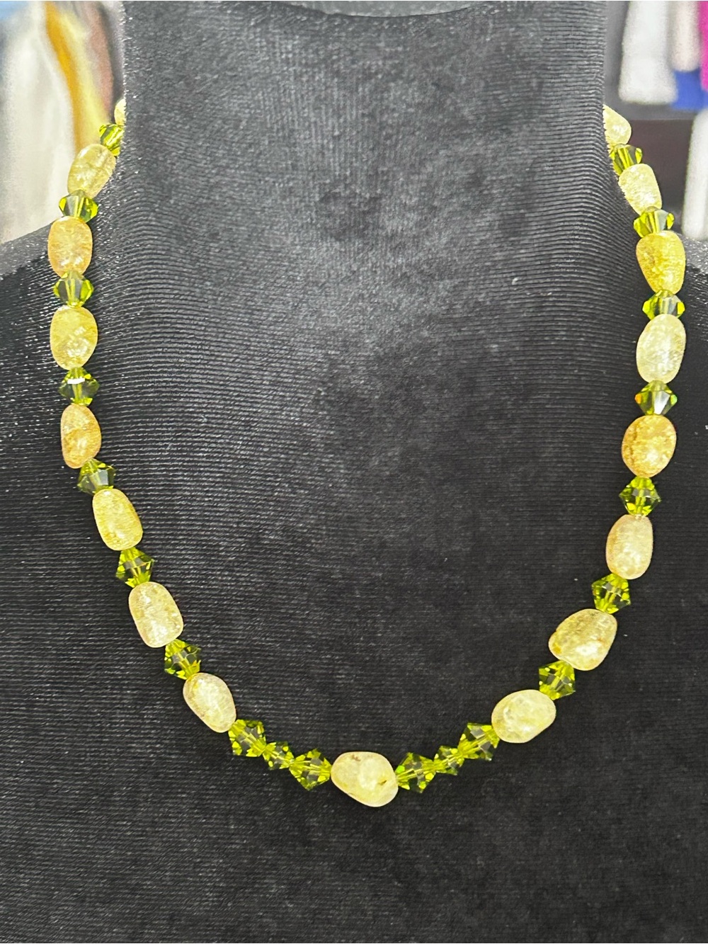 Handcrafted Olive Green Beaded Necklace - Women Jewelry